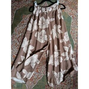 Sienna Sky Size S Rayon Linen Coullotte Pants Pull on Beige Ivory Tropical Beach